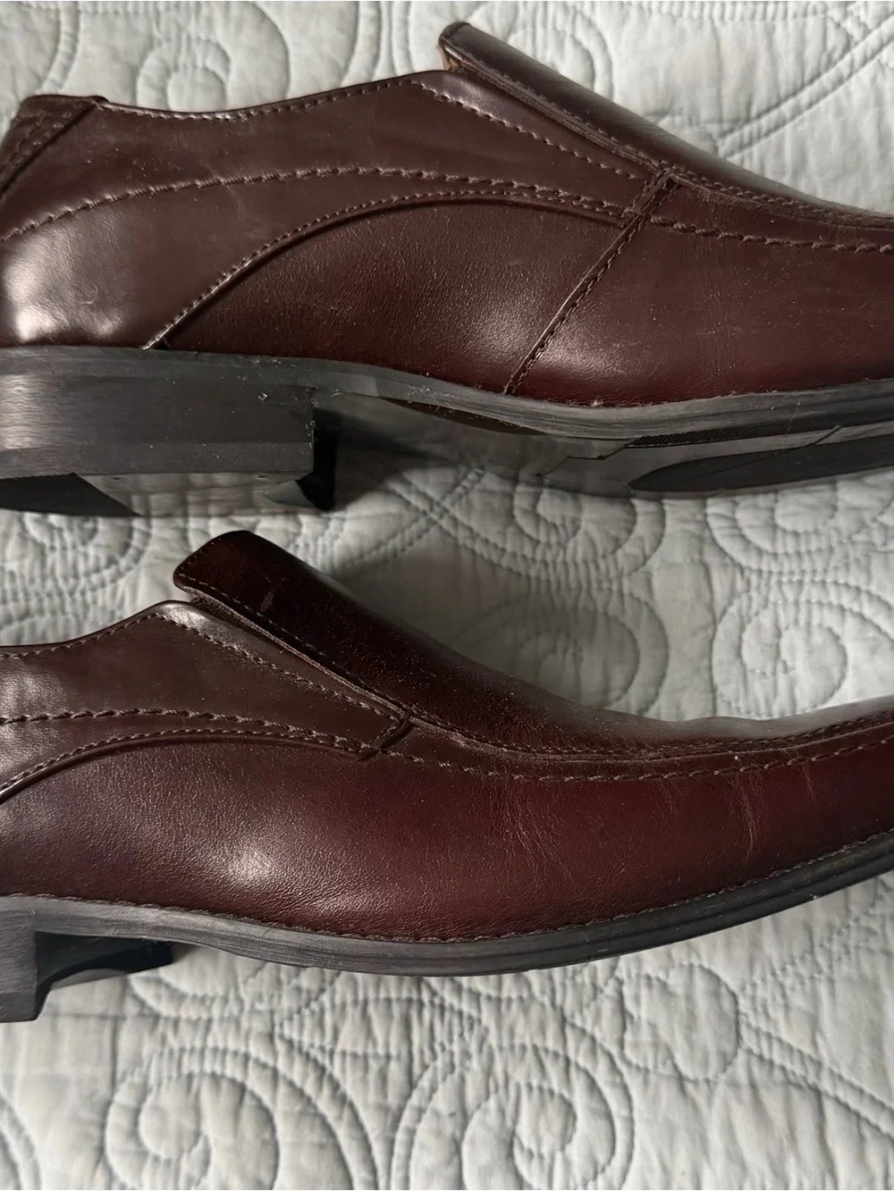 Joseph Abboud Brown Dress Shoes Man Made Upper Leather Lining Square Toe Size 12